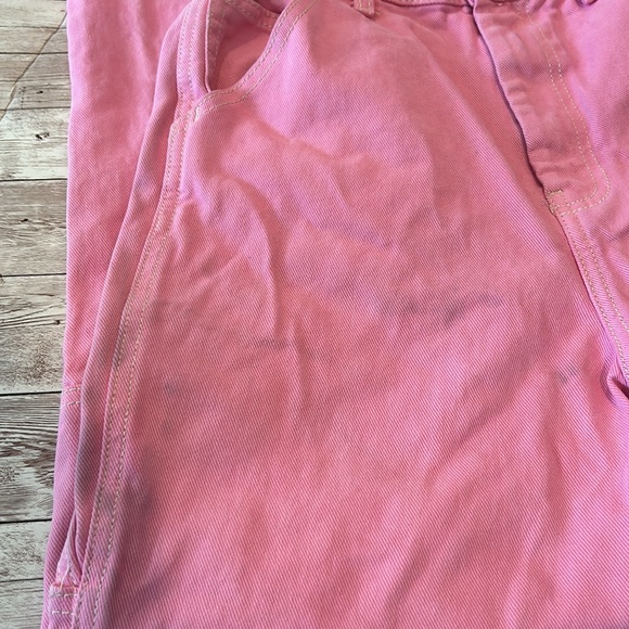 John Galt Brandy Melville Pink High Rise Baggy Wide Leg Cargo Pants Jeans - Picture 3 of 10